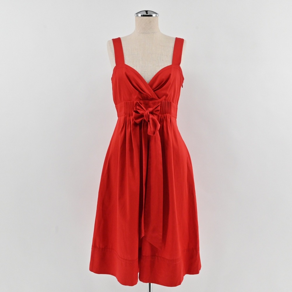 Diane von Furstenberg Bow Front Cotton Sun Dress Womens‎ Size 6 Red Mini Y2K